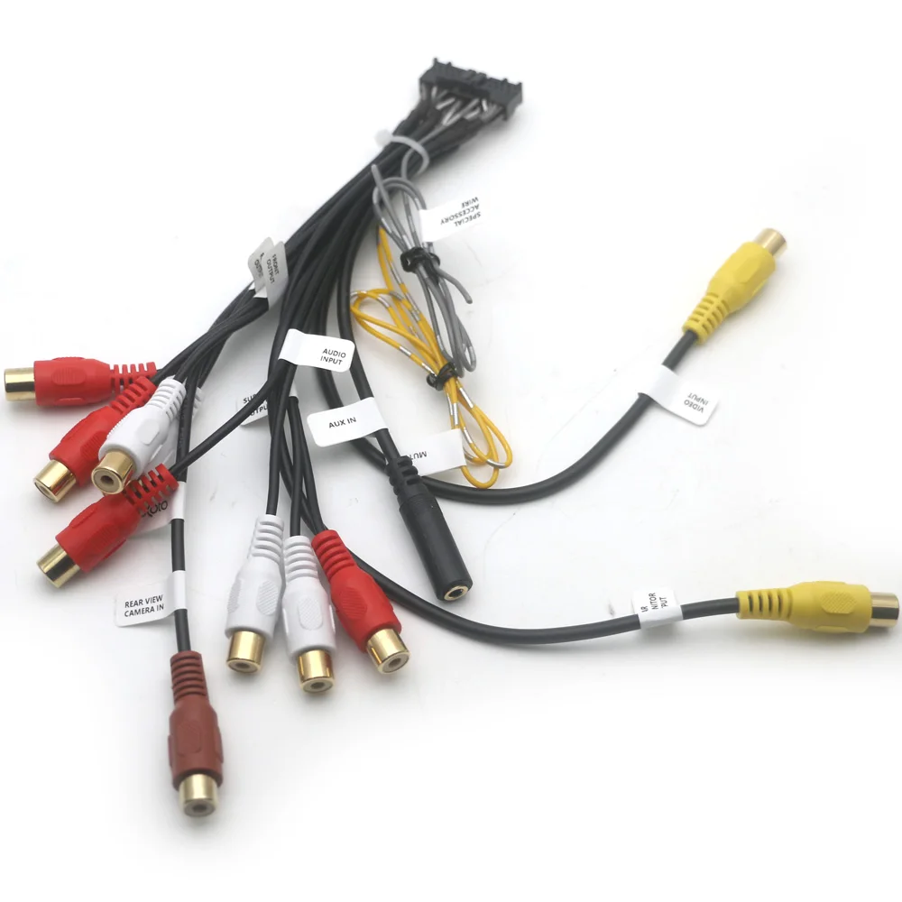 Car Audio AUX AV Camera 24Pin RCA Cable Harness for Pioneer AVH