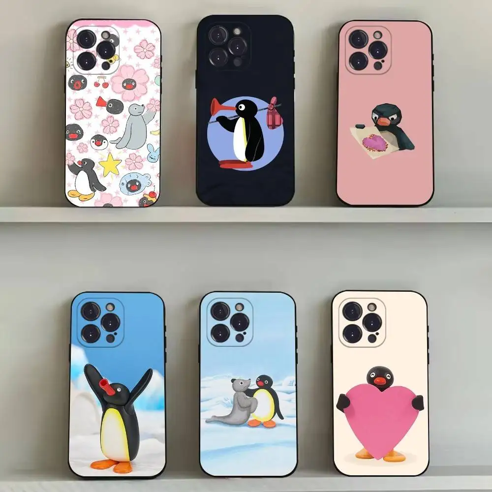 

Happy P-Pingu Penguin Phone Case For iPhone 16,15,14,13,12,11,Pro,Max,Plus,X,XS,SE4,E,Mini,Soft Black Case