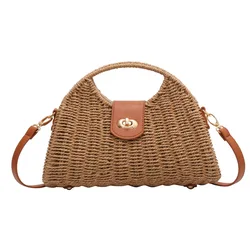 New Casual Fashion Straw Crossbody Bags Luxury Designer For Women Handbags Beach Travel Summer Ladies Shoulder Classic Vintage