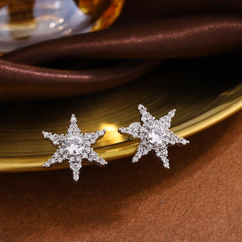 Stylish and   Luxurious  Full Diamond AAAA Zircon Shape Women's Earrings Classic Anniversary Jewelry Party Earrings for Women