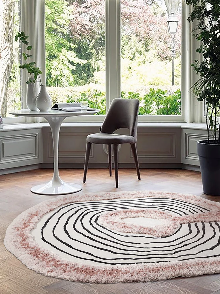 New Zealand Handmade Wool Round Carpet Living Room Pink Cloakroom Girl Room Rug Bedroom Soft Thick Floor Mat Bedside Rugs