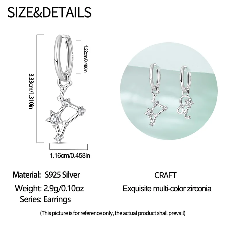 12 كوكبة سلسلة أقراط 925 فضة المرأة 2025 الزركون الأذن ترصيع تألق تمهيد هوب القرط مجوهرات هدية #4
