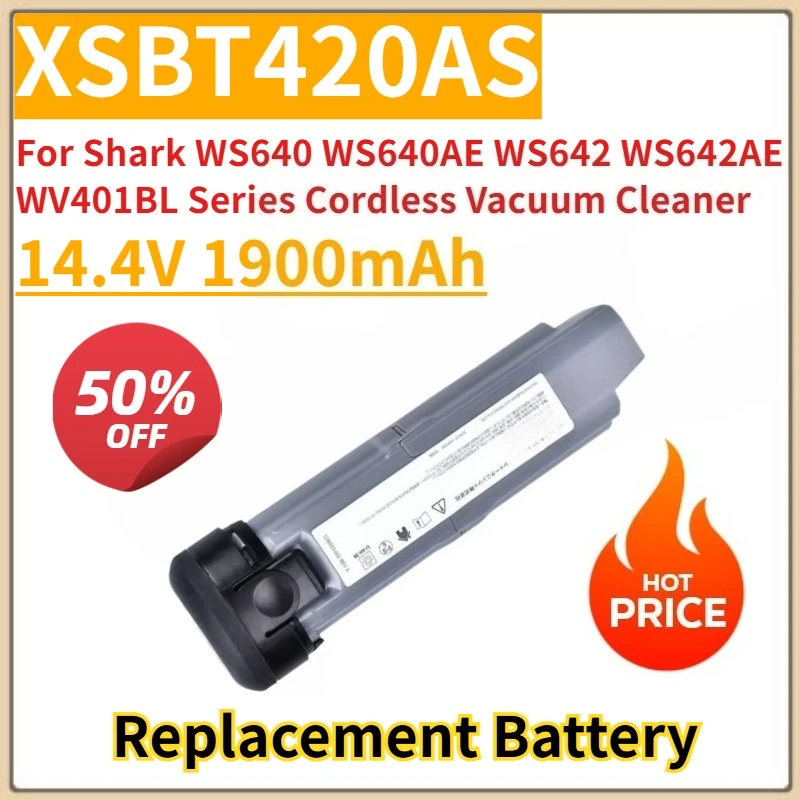 

New Replacement Battery 1900mAh XSBT420AS for Shark WS640 WS640AE WS642 WS642AE WV401BL WV401PK Series Cordless Vacuum Cleaner