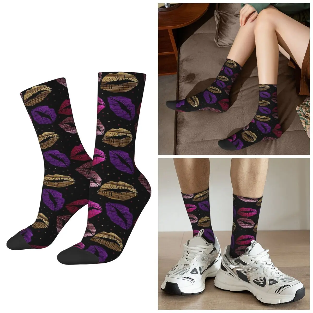 

Всесезонные сексуальные носки с принтом в виде помады, спортивные носки средней длины в стиле Харадзюку, хип-хоп носки для мужчин и женщин, подарки