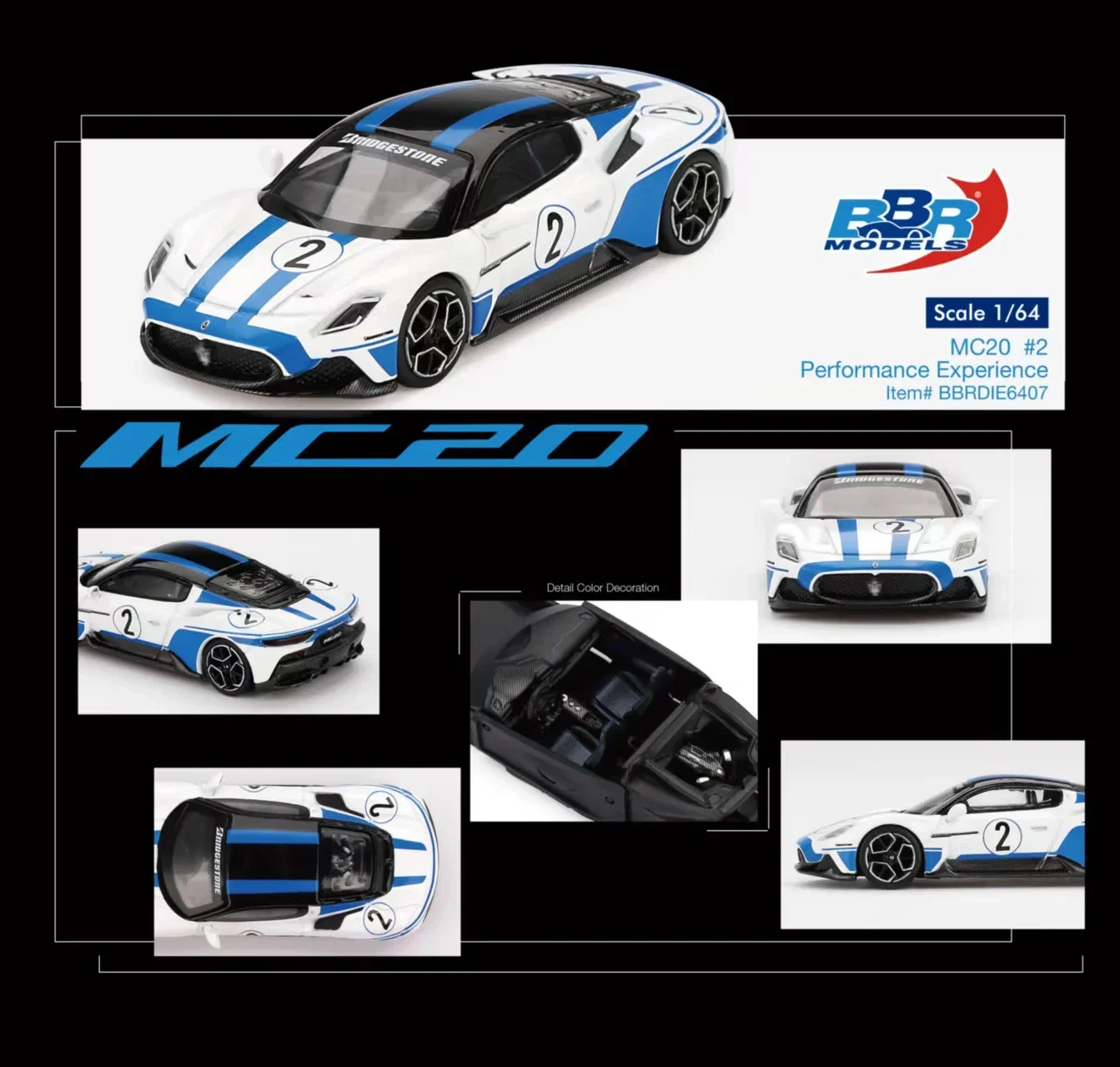 

BBR In Stock 1:64 MC20 #2 Performance Experience Diecast Diorama Car Model Collection Miniature Toy