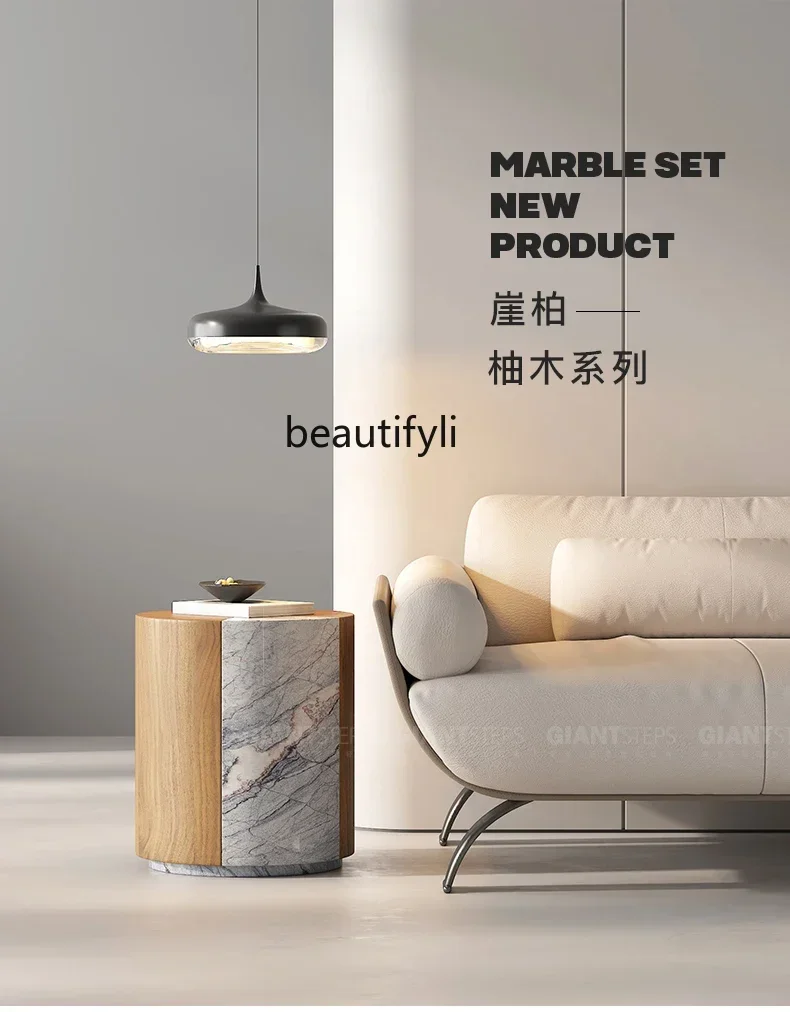 

zq1Italian minimalist designer side a few light luxury marble sofa side a few living room solid wood bedside table