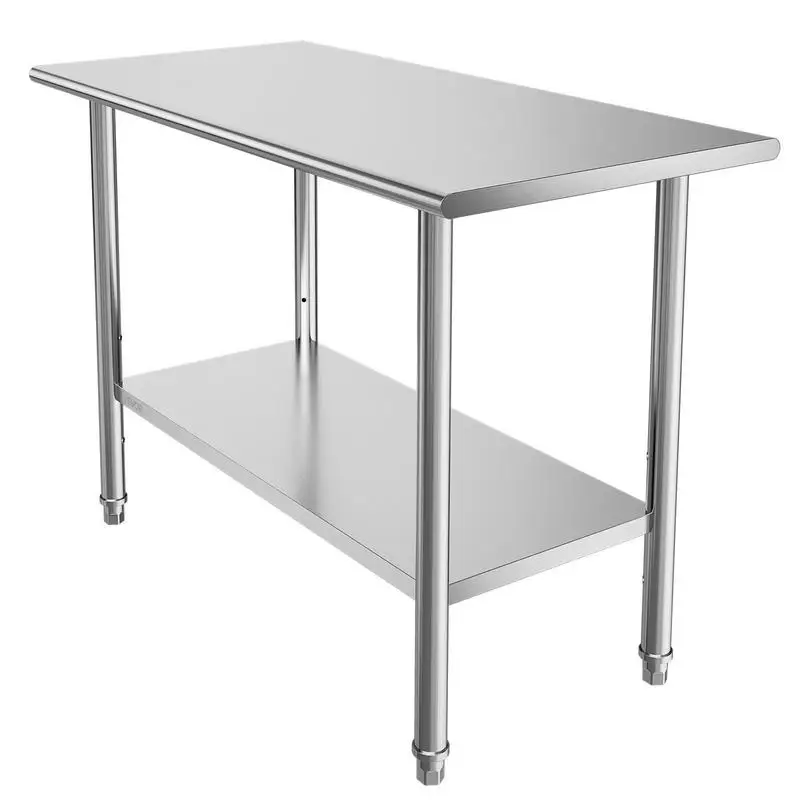 Table de travail en acier inoxydable, table de préparation alimentaire 24x48 pouces, poste de travail de cuisine commerciale avec étagère inférieure réglable, table de travail utilitaire robuste en métal, pour restaurant, maison, hôtel, garage, extérieur