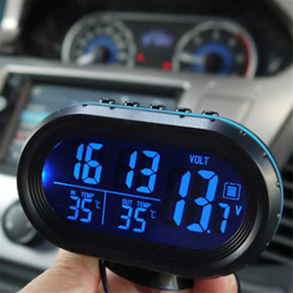 Interior Accessories 3 in 1 Car Voltmeter Thermometer Backlight LCD Digital Noctilucous Clock 12V/24V Car Electronic