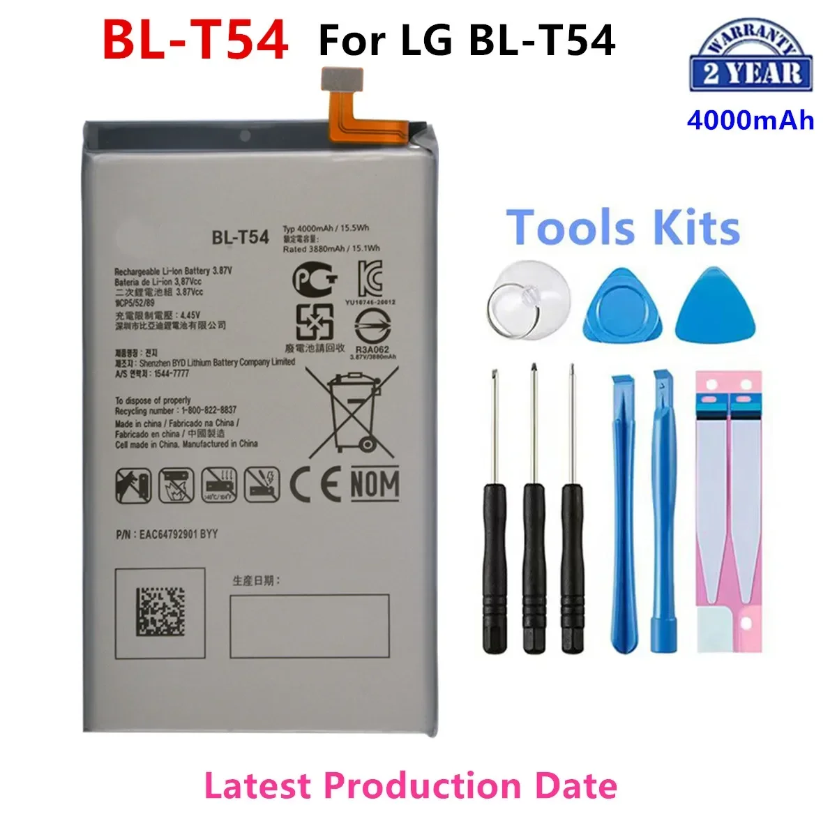 

Original BL-T54 4000mAh Replacement Battery For LG BL-T54 BL T54 Mobile phone Batteries+Tools