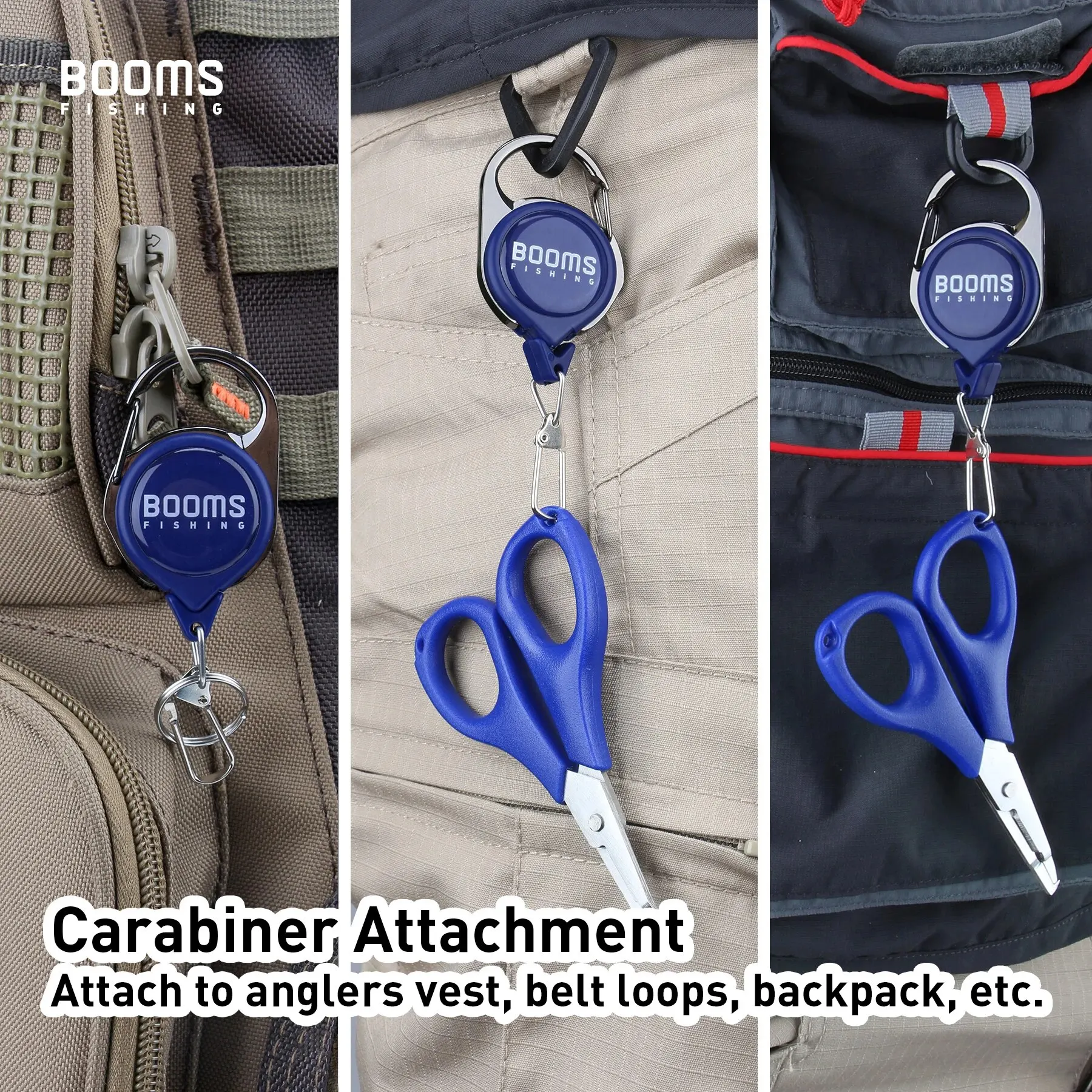 Booms Fishing RG1 Retractable Badge Holder Carabiner Lanyard Key Rope Chain Reel Badge Holder Fishing Tackle Boxes Accessorie – Detail 6