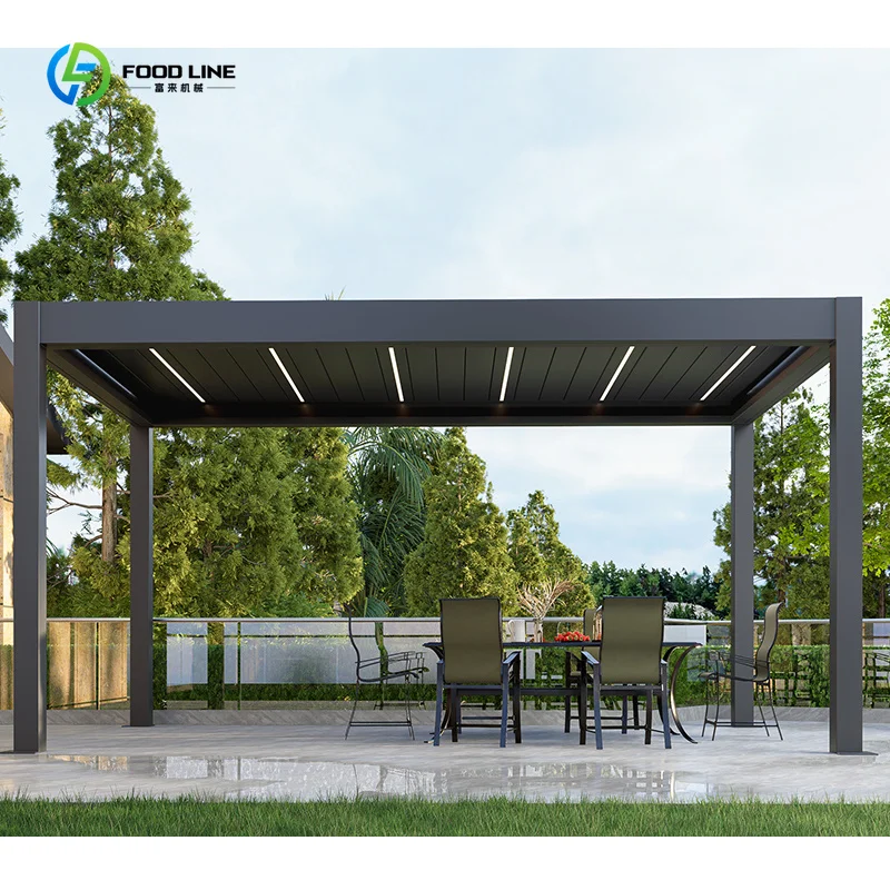 Aluminum Arched Pergola Powder Coated Sliding Glass Door Bioclimatic Garden Gazebo Custom