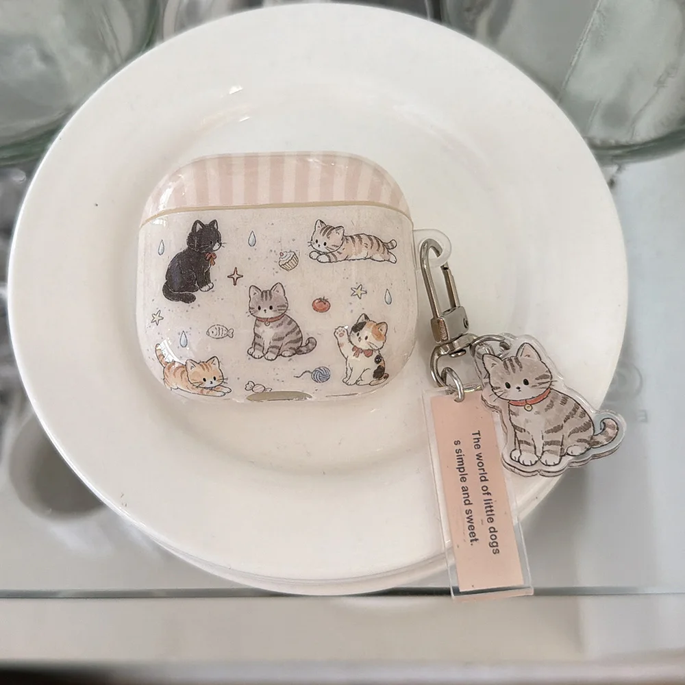 Funda Protectora Suave para Auriculares con Diseño de Gato de Dibujos Animados en Color Té con Leche para Apple AirPods Pro 3, Compatible con AirPods 1, 2, 3, 4 y Pro 2