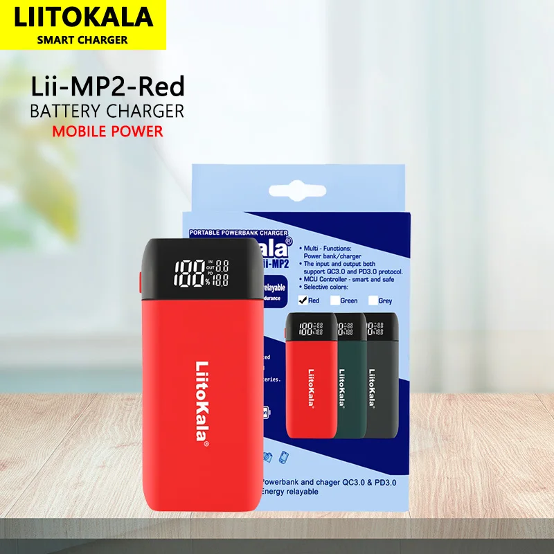 LiitoKala Lii-MP2 21700 18650 Power Bank QC3.0 szybkie ładowanie ładowarki USB typu C 20700 zasilanie mobilne ładowarka baterii LCD