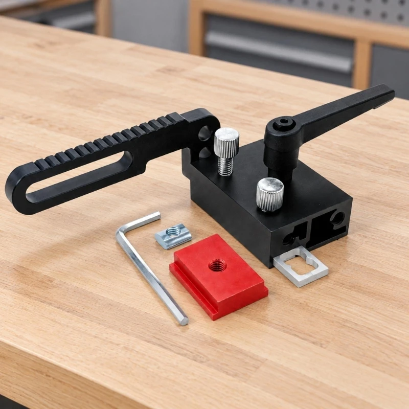 Woodworking Miter Track Stop Block with Adjustable Contact Face and Aluminum Body for Repeated Cutting Position Tasks M4YD
