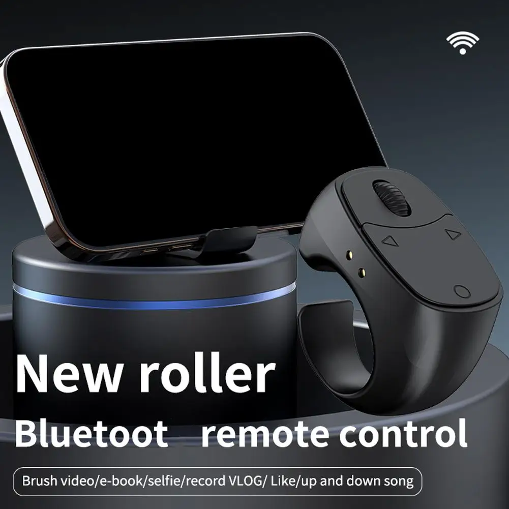 

Intelligent Roller Fingertip Ring Wireless Bluetooth Remote Control Selfie Button Video Page Turner Scroller for iPhone Android