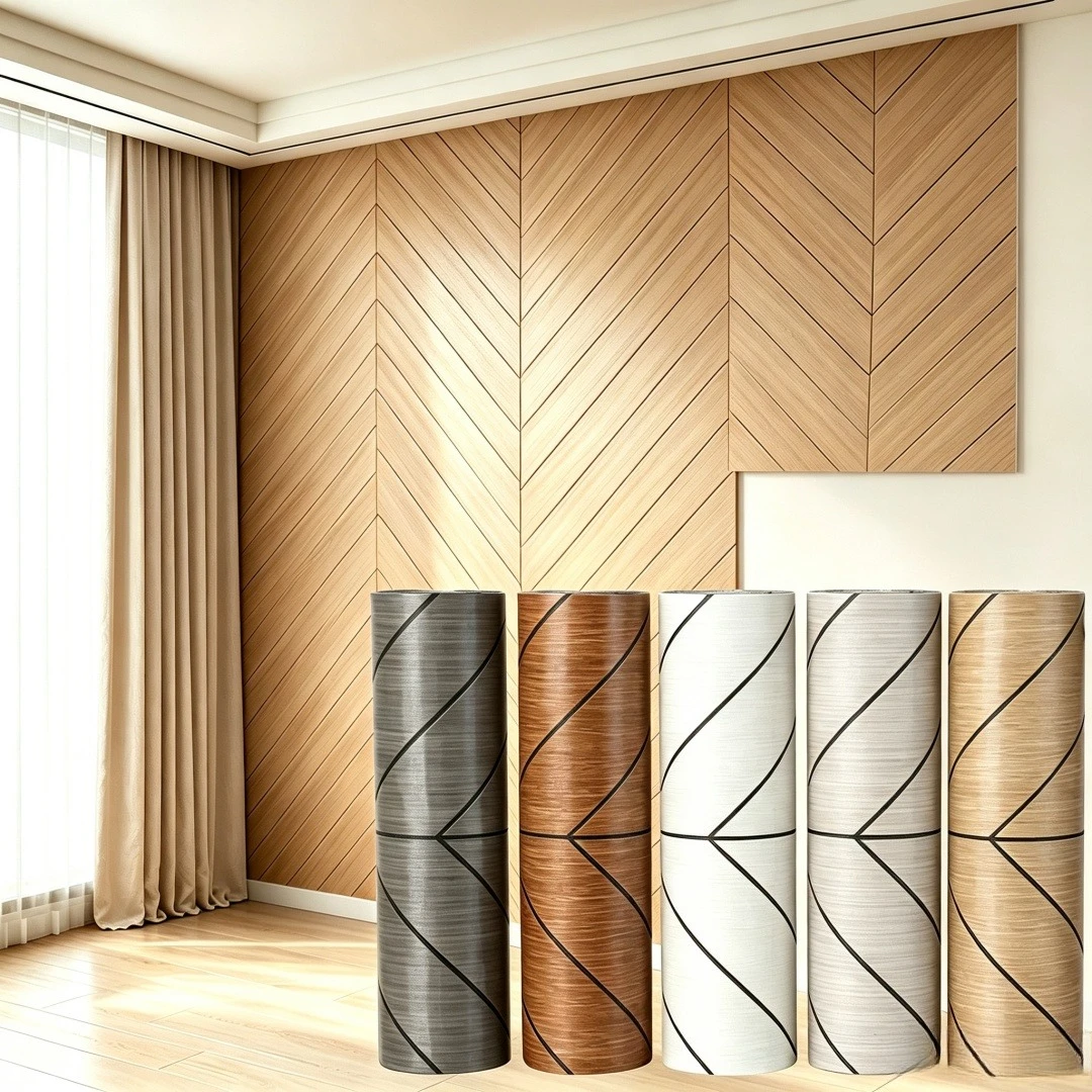 Wood Grain Foam Wallboard Pasted with Waterproof Living Room Decoration Detachable Self-adhesive 40cmx3m Herringbone Wallpaper