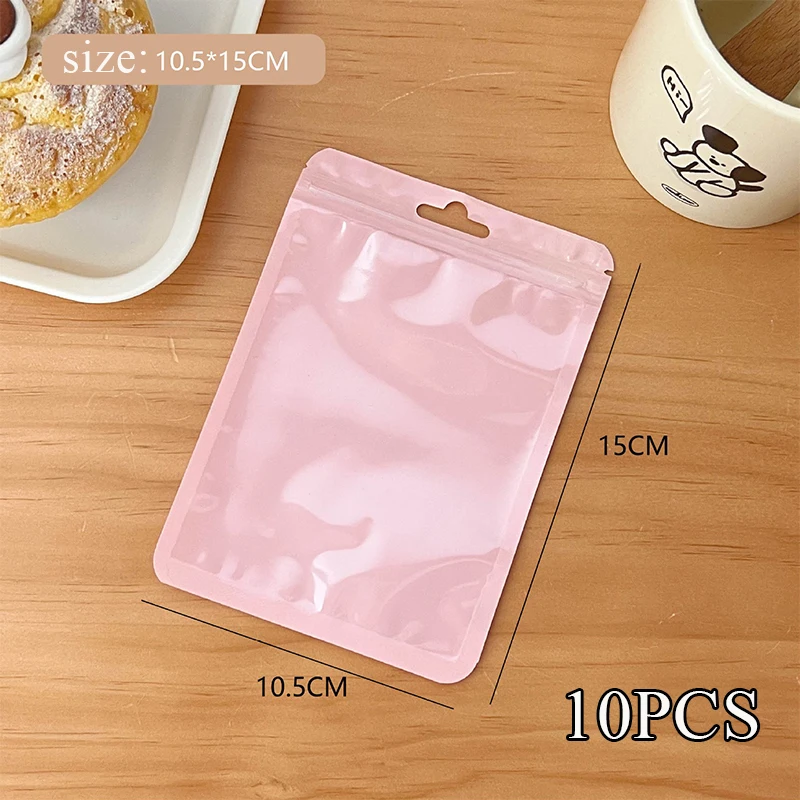 10pcs/pack Packaging Bag Storage Bag Cards Protective Case Bag Clear Plastic Bag Sealed Pocket Bone Bag Ins Candy Color