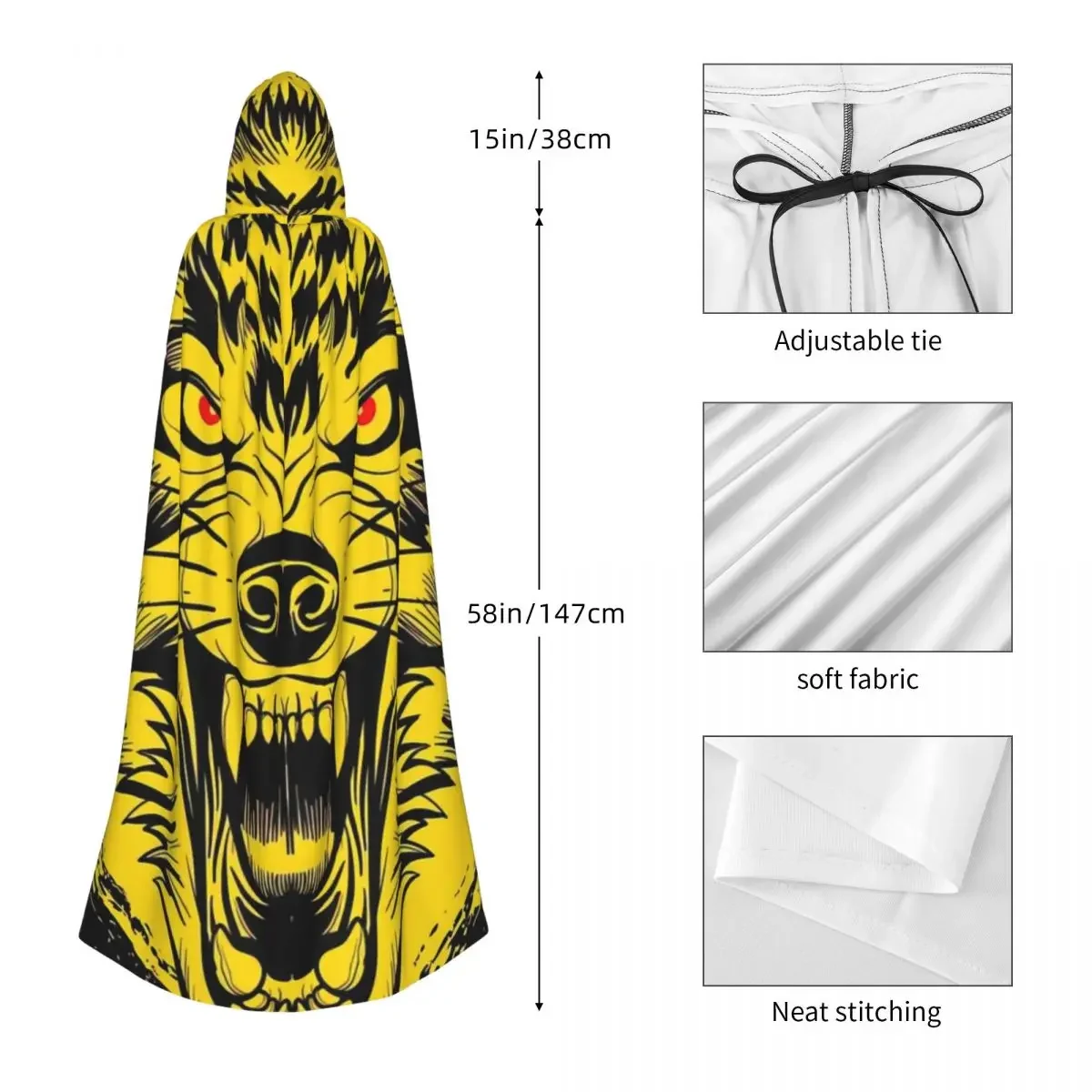 Mantello con cappuccio Festa di Halloween Cosplay Donna Uomo Adulto Cappuccio lungo da stregoneria