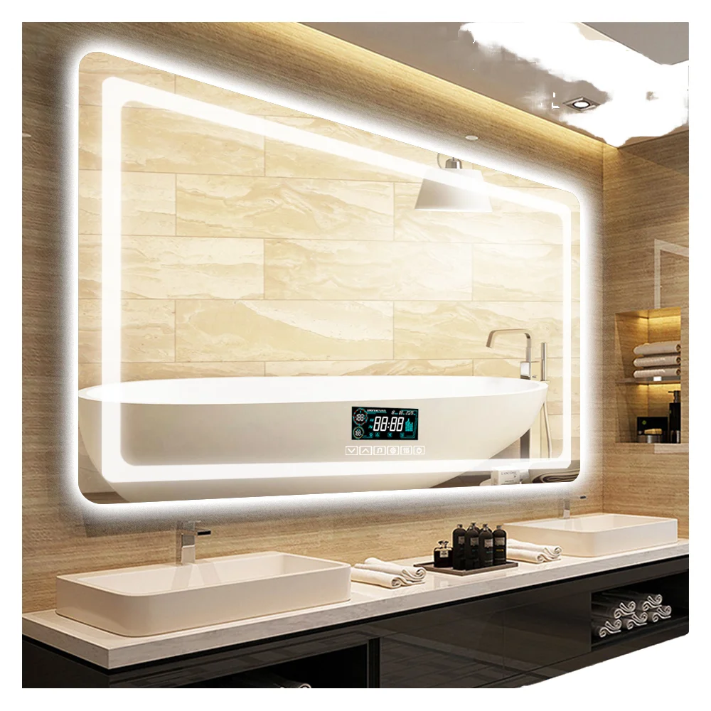 

Светодиодное зеркало с подсветкой, противотуманное светодиодное зеркало для отеля, умное светодиодное зеркало Wi-Fi