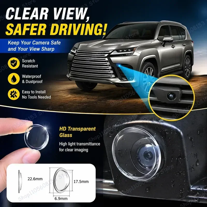 

For Lexus LX 2015 2026 360 Degree Reverse Camera Cover Scratch Resistant PC Lens Protector Sticker Set for Backup Camera