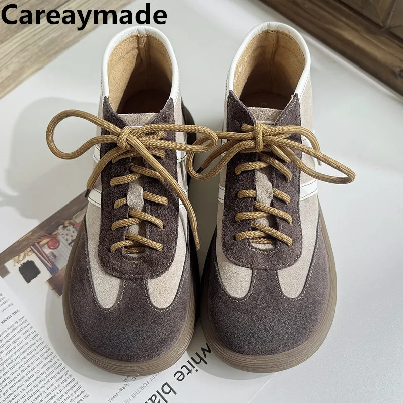 

Careaymade-Genuine leather wider toe Women shoes,comfortable soft soles short boots,casual handmade Cow suede women's shoes