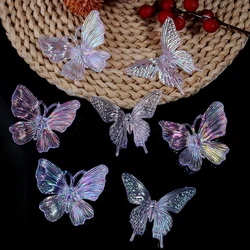 5pcs/lot Transparent Color Plated Butterfly Acrylic Beads For DIY Jewelry Making Necklace Bracelet Hair Decoration Accessories