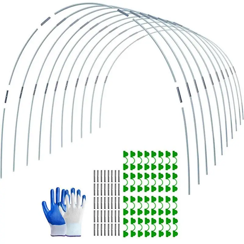 

Greenhouse Hoops DIY Row Cover Hoops Garden Hoops with Connectors Gardening Clamps Fiberglass Rod Grow Tunnel Support Frame