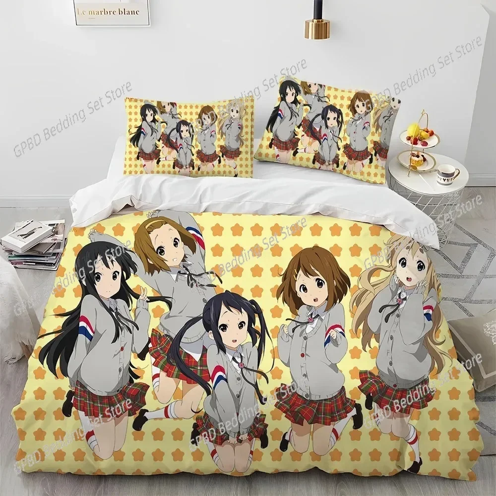 3D K-ON Cartoon Cute Lolita Kawaii Girls Bedding Set Single Twin Double Queen King Cal King Size Bed Linen Set