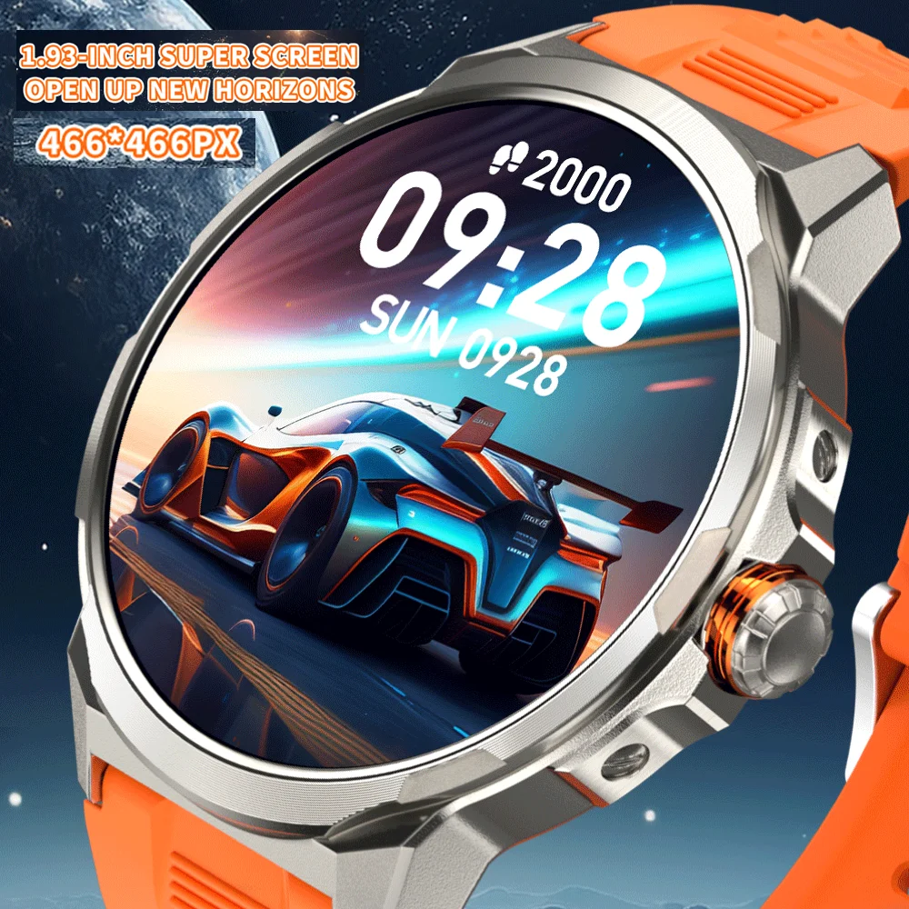 Outdoors Men Women Fashion Blue Tooth Call 1.93" AMOLED Screen Smartwatches Sports Fitness Heart Rate NFC Smart Watch Health