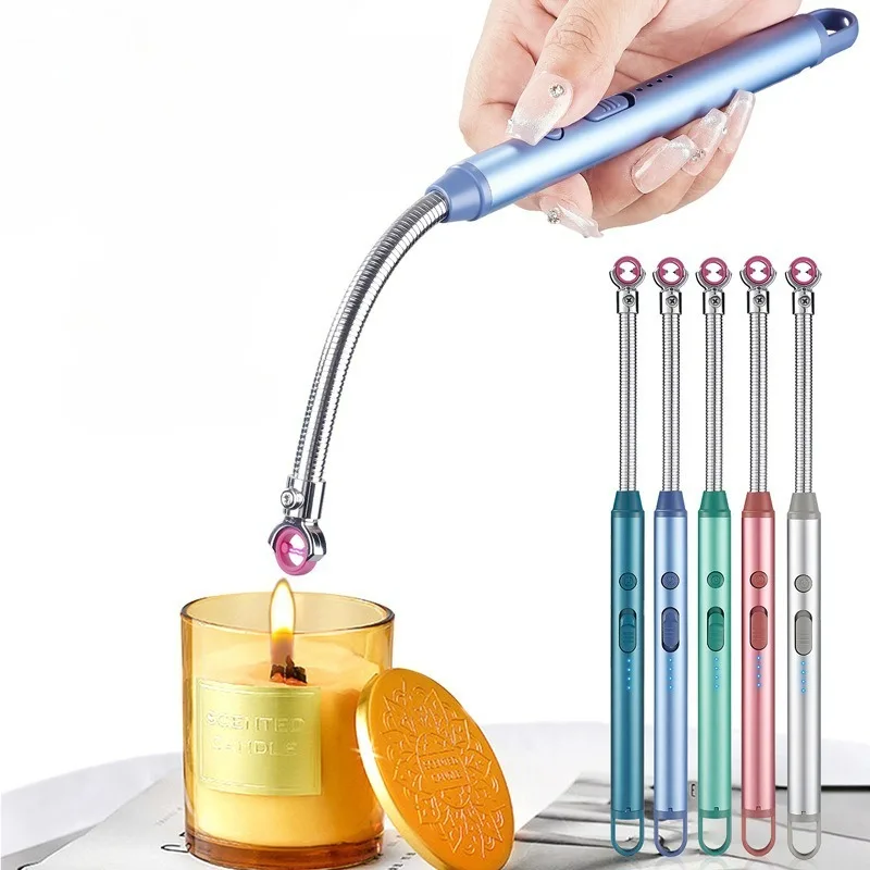 Electronic Pulse Igniter Dual Switch 720 ° Rotation Windproof USB Charging Aromatherapy Candle Gas Stove Igniter Gadgets for Men