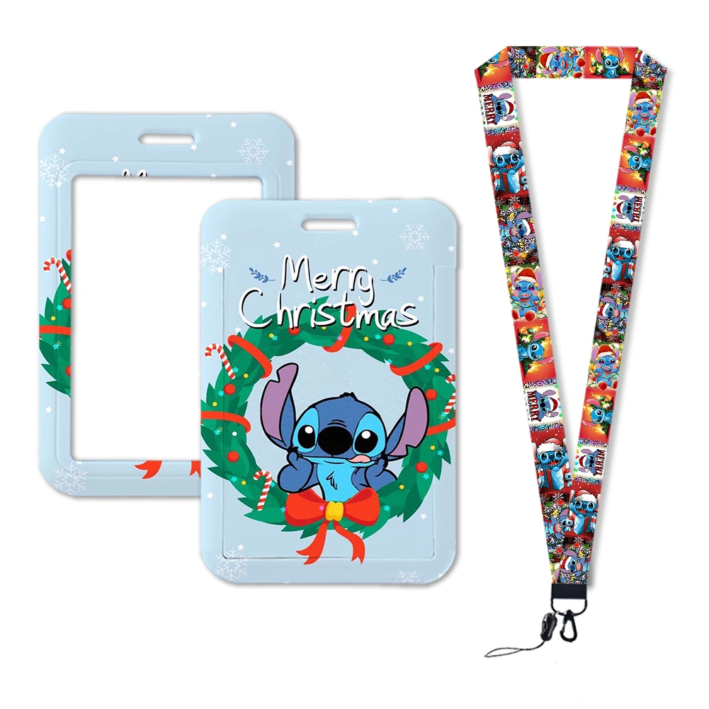 Natale Disney Stitch Lilo portachiavi cordino corda per chiavi carta d'identità porta Badge carta d'identità studente cordino piccolo regalo