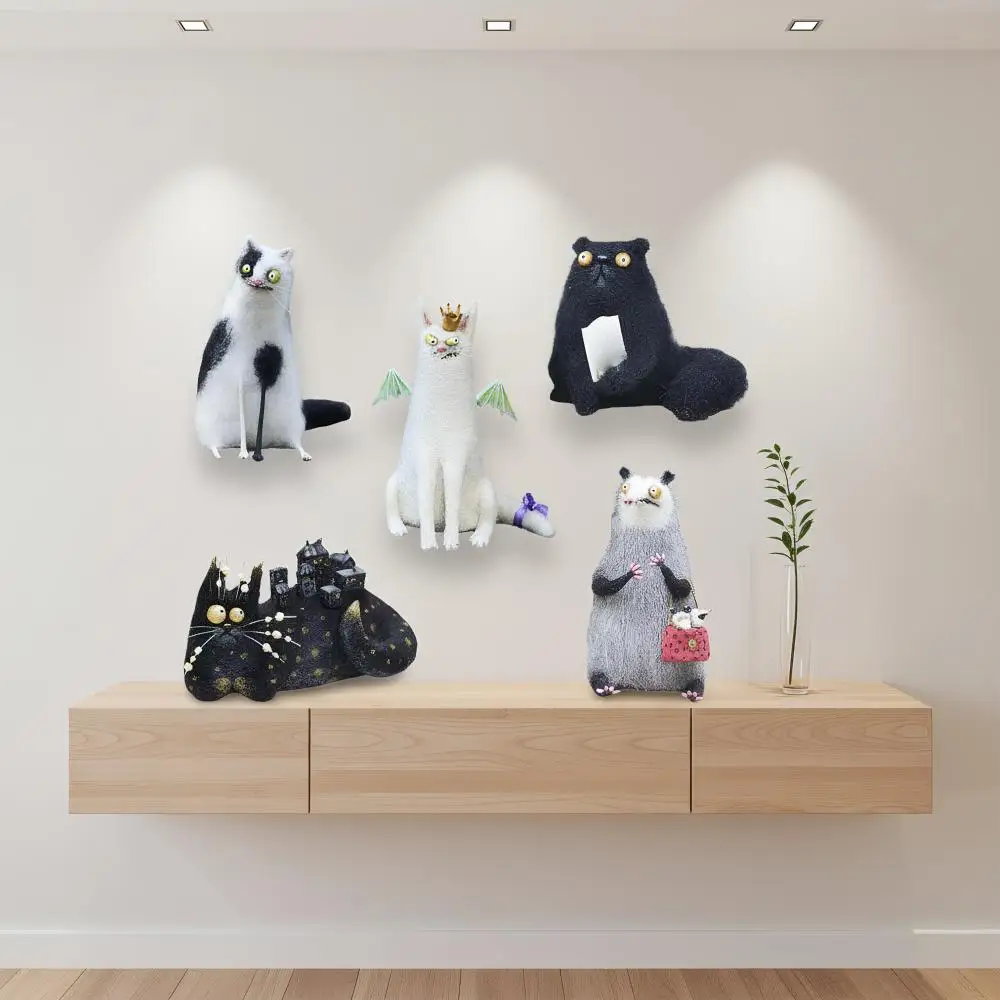New Cartoon Animal Wool Felt Familiars Quirky Handmade Companions Mini Animal Decor Wool Felt Doll Home Decor Desk Figurines