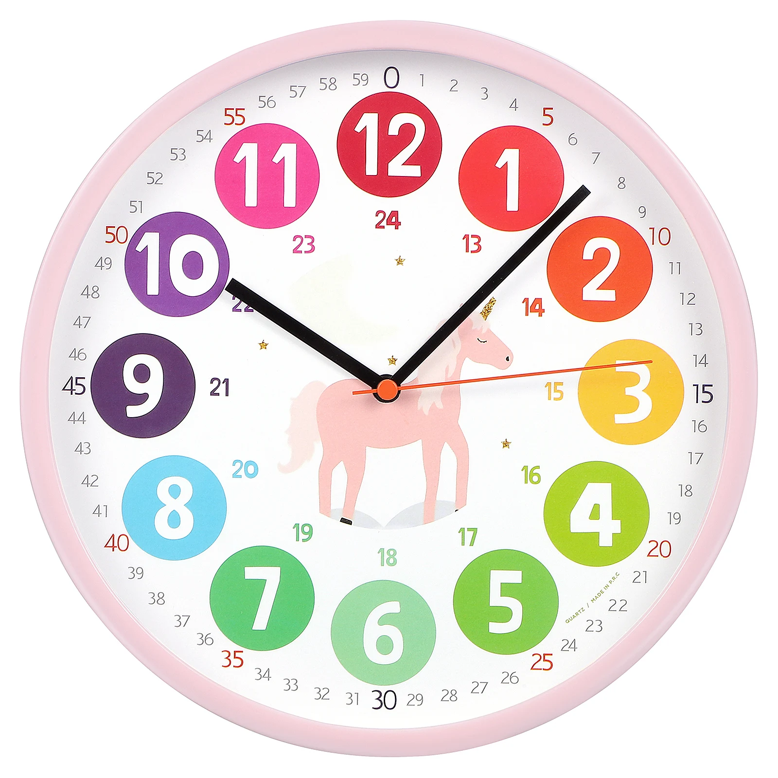 

Learning Clock Silent Wall Clock Decorative Nursery Bedroom Child Analog Plastic Time Teaching Aid Playroom Decor