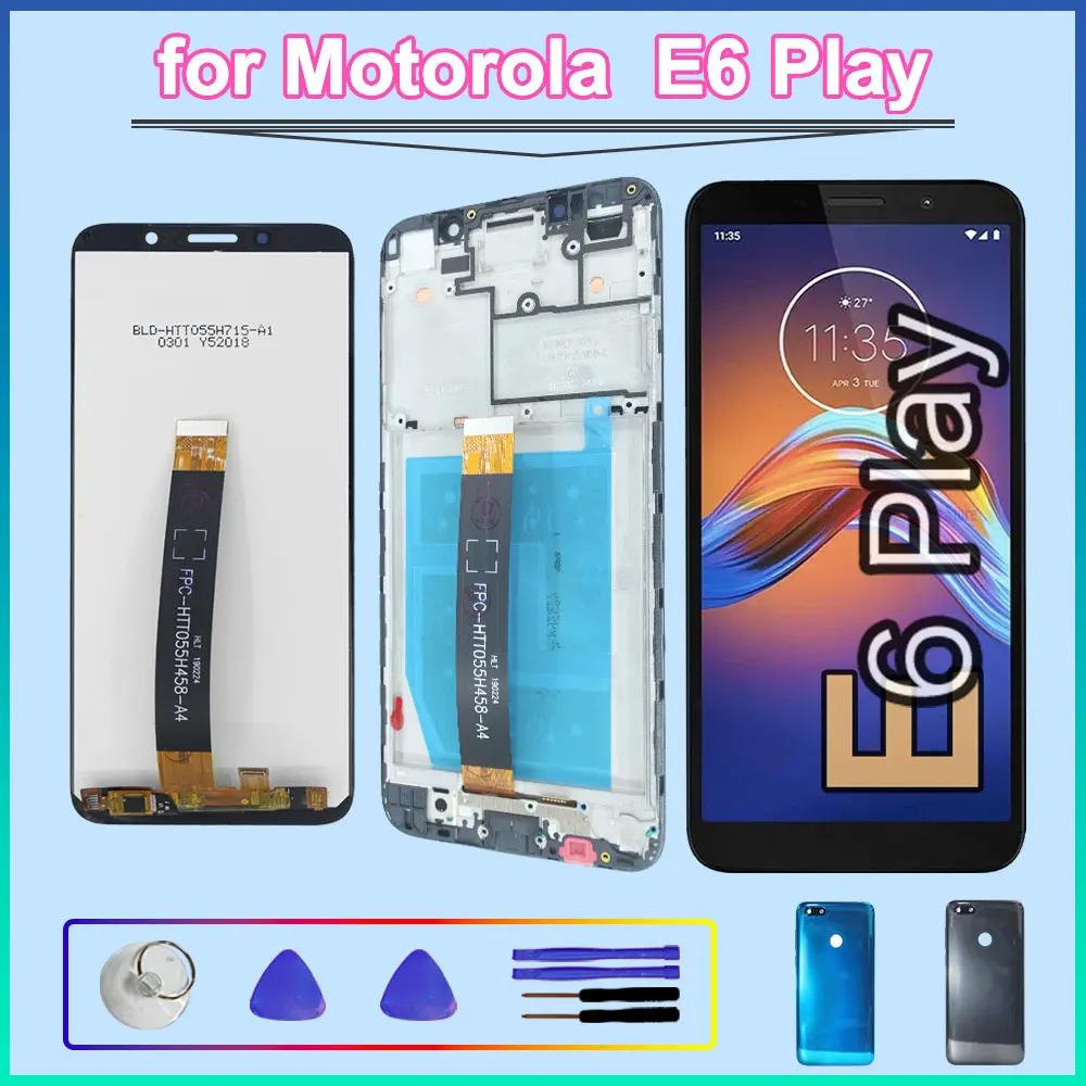 Pantalla LCD de 5.5'' para Motorola Moto E6 Play, Pantalla Táctil Digitalizadora para Moto E6 Play XT2029, Pantalla LCD para Teléfono con Marco