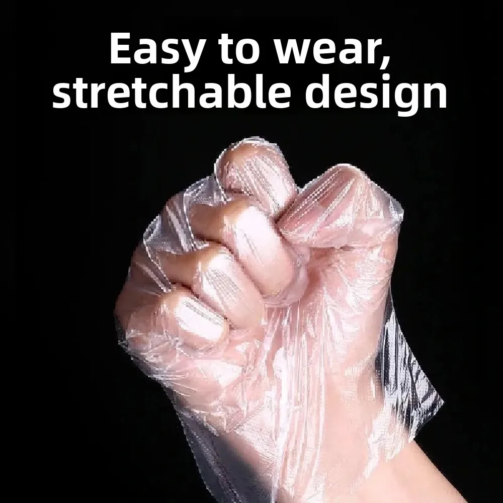 Disposable Thickened Food Grade PE Film Gloves Waterproof Shrimp Transparent Gloves Beauty Environmental Protection Gloves
