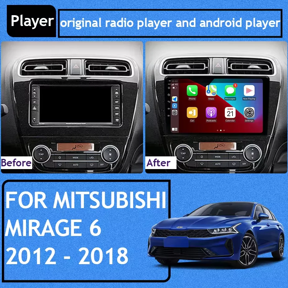 Android 13 Car Player For Mitsubishi Mirage 6 Attrage 2012 2013 2014 2015 2016 2018 Multimedia GPS Auto Radio DVD Navigation BT