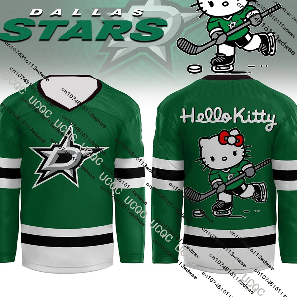 

Новая рождественская тематическая мужская футболка Hello Kitty с шайбой Dallas, спортивные тренировочные майки для отдыха, винтажный праздничный мужской подарок на Рождество