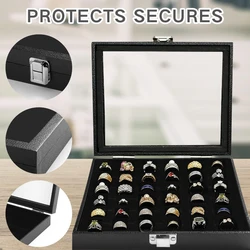 Stylish and Practical Ring and Earring Organizer - 36 Slots Storage Case with Transparent Glass Lid