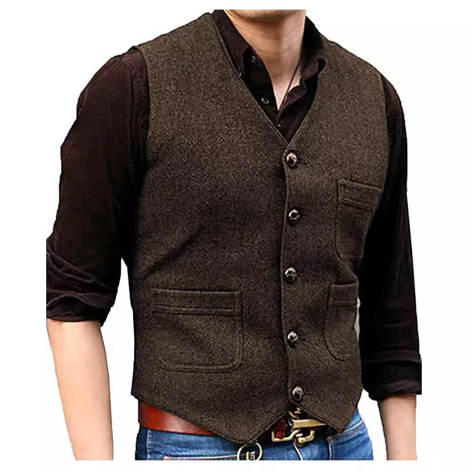 Men's vest V-neck hot selling groom groomsman wedding dress vest foreign trade men's suit vest