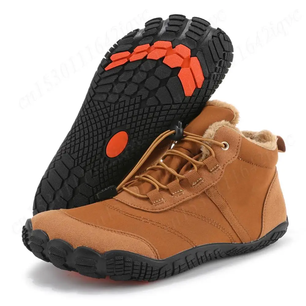 Winter Snow Boots Barefoot Hiking Shoes High-Top Booties Waterproof Wide Toe Box Ankle Booties Lightweight Warm Lined Booties