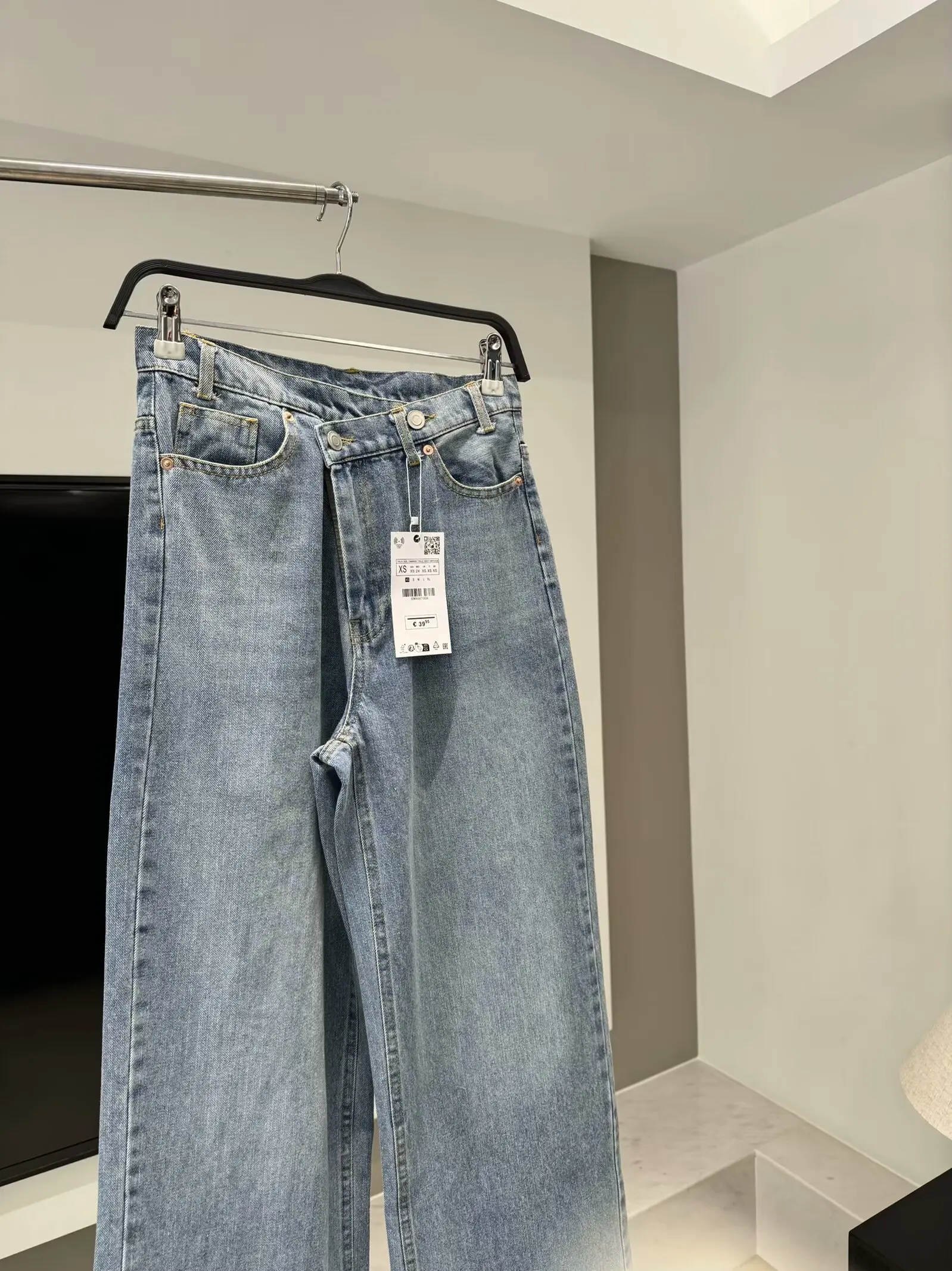 Jean à Double Boutonnage pour Femme, Pantalon en Denim, Taille Haute, Jambes Larges, Rétro, Fermeture Éclair, Poche, Nouvelle Mode, 2024