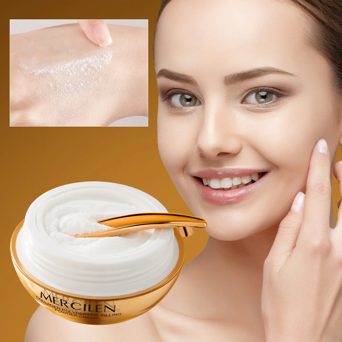 Mercilen Collagen Polypeptide Microcapsule Filling Powder Cream 35g, Deeply Moisturizes and Brightens the Skin, Making It Look Younger, Suitable for All Skin Types, Holiday Gift