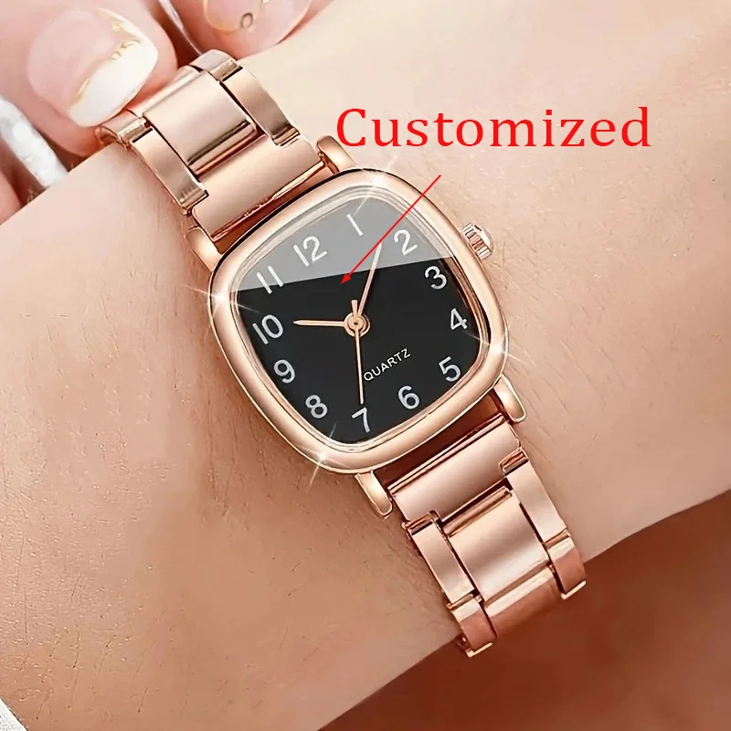 Fashion Women's Watch 2025 Student Sugar Coffee Gold Square Watch Quartz Watch can be customized