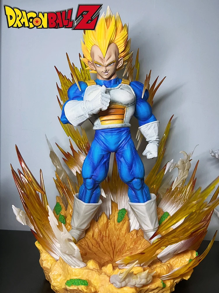 

37cm Dragon Ball Cs Vegeta Anime Figures Gk Goku Demonize Super Saiyan Statues Around Anime Scenes Pvc Model Ornament Toy Gifts