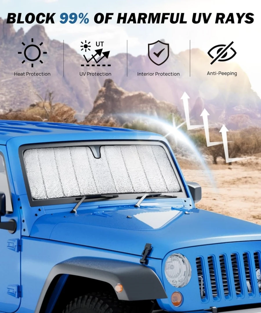 Osłona przeciwsłoneczna Jeep Wrangler JK JL TJ JKU JKU JLU JLU i Gladiator JT 2007-2024 parasol przeciwsłoneczny osłona termiczna mata