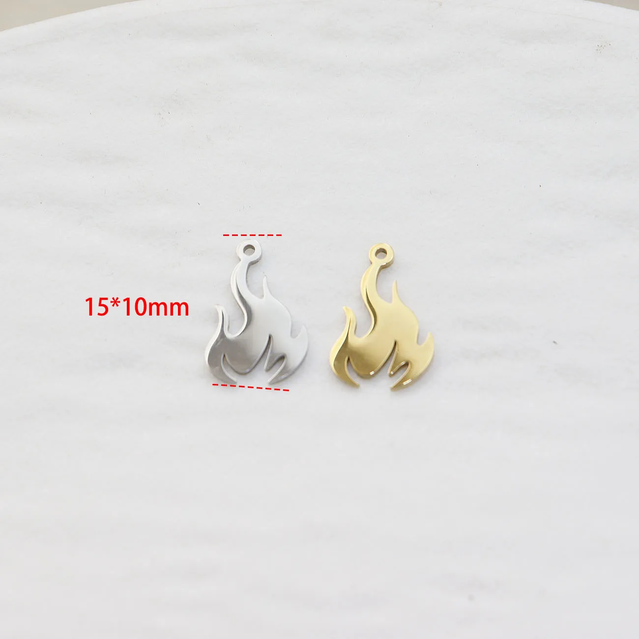 10pcs Stainless Steel Fire Fashion Jewelry Accessory Charms Pendant DIY Handcraft Vacuum Plate Waterproof Antiallergic view 6