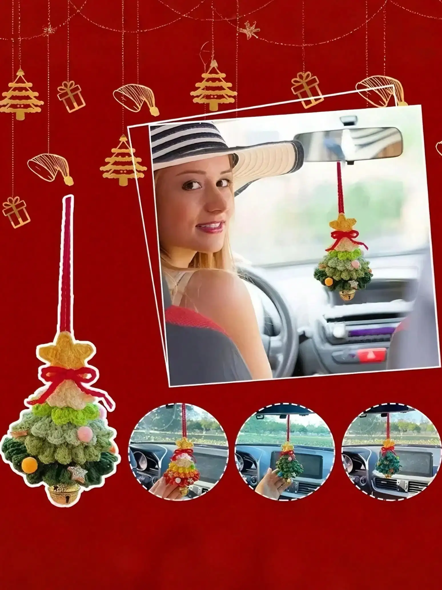 เครื่องประดับติดกระจกมองหลังรถยนต์รูปต้นคริสต์มาสสามารถเพิ่มบรรยากาศแห่งเทศกาลได้ทันที