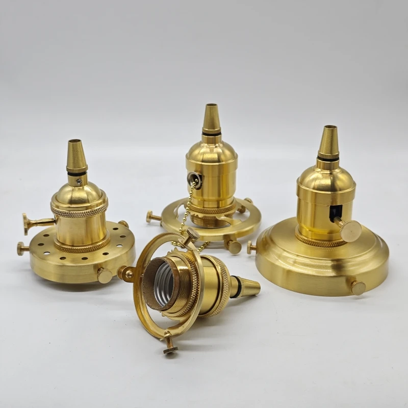 Solid Brass E26/E27 Lampholder with Cord Grip - UL & CE Certified for Pendant Lights