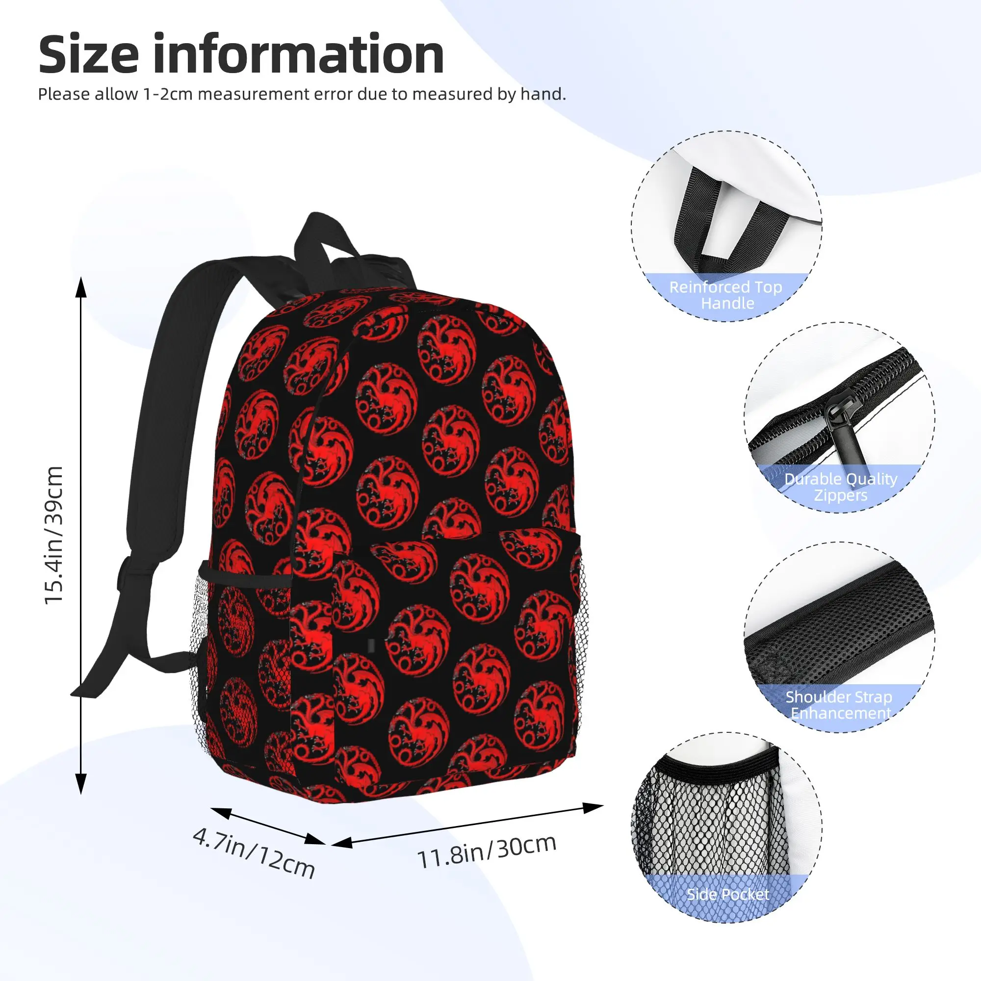 House Targaryen Backpack Hot Sale Daypack Large Capacity Boys Girls BookBag Shoulder Bags for Men Women School Bag