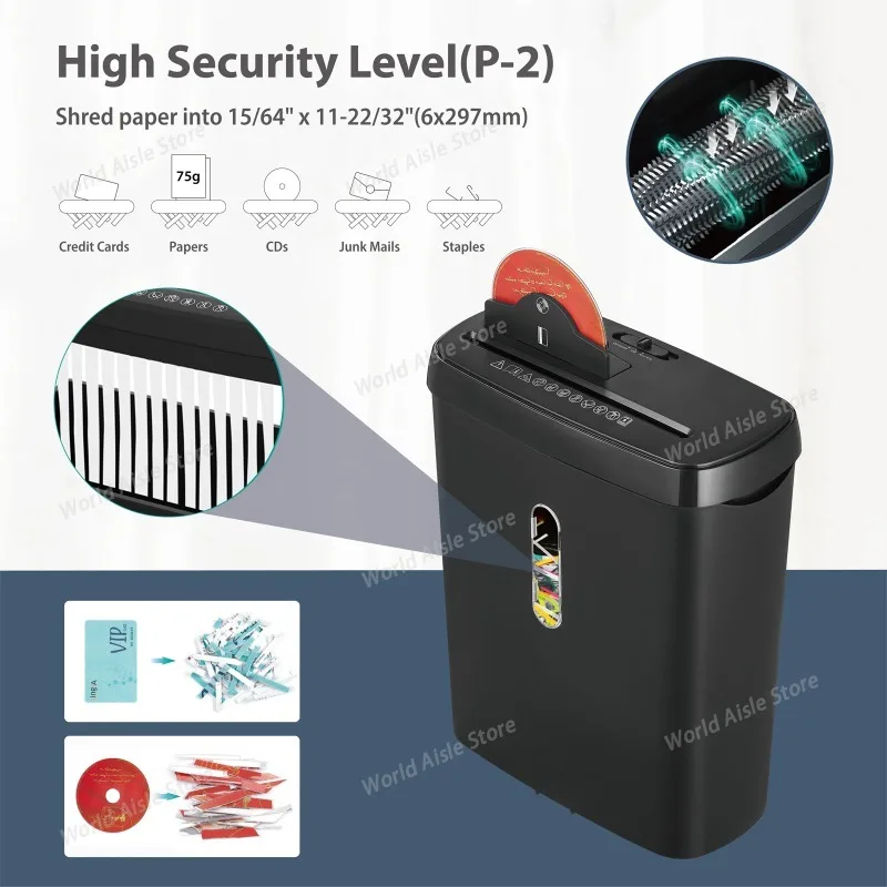 

SD108P Office 12L Электрический уничтожитель бумаги большой емкости для небольших полосок, 2-ступенчатый уничтожитель бумаги на 8 листов